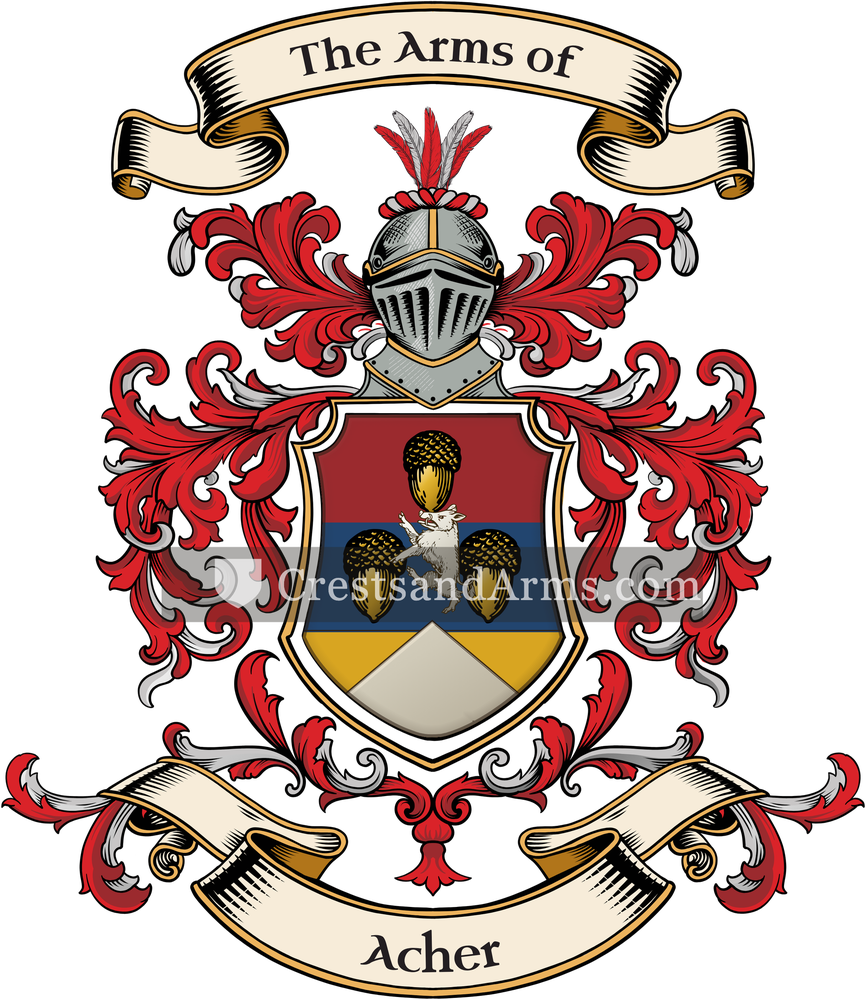The Acher coat of arms, drawn from the recorded blazon