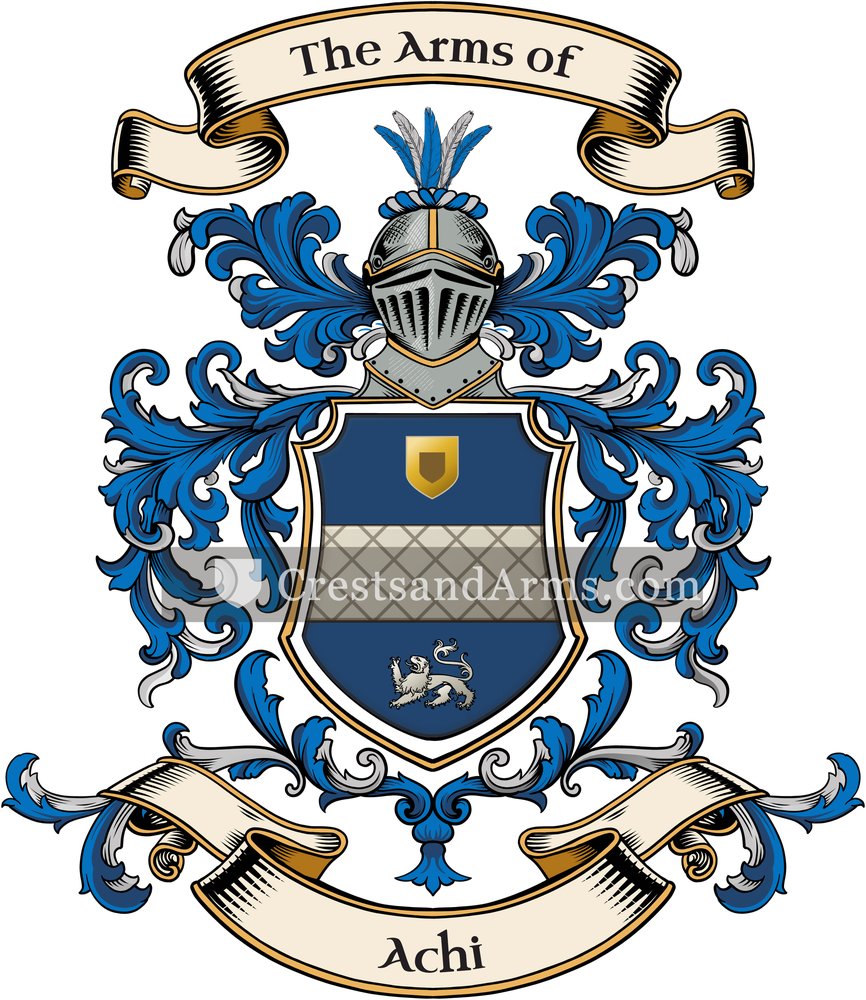 The Achi coat of arms, drawn from the recorded blazon