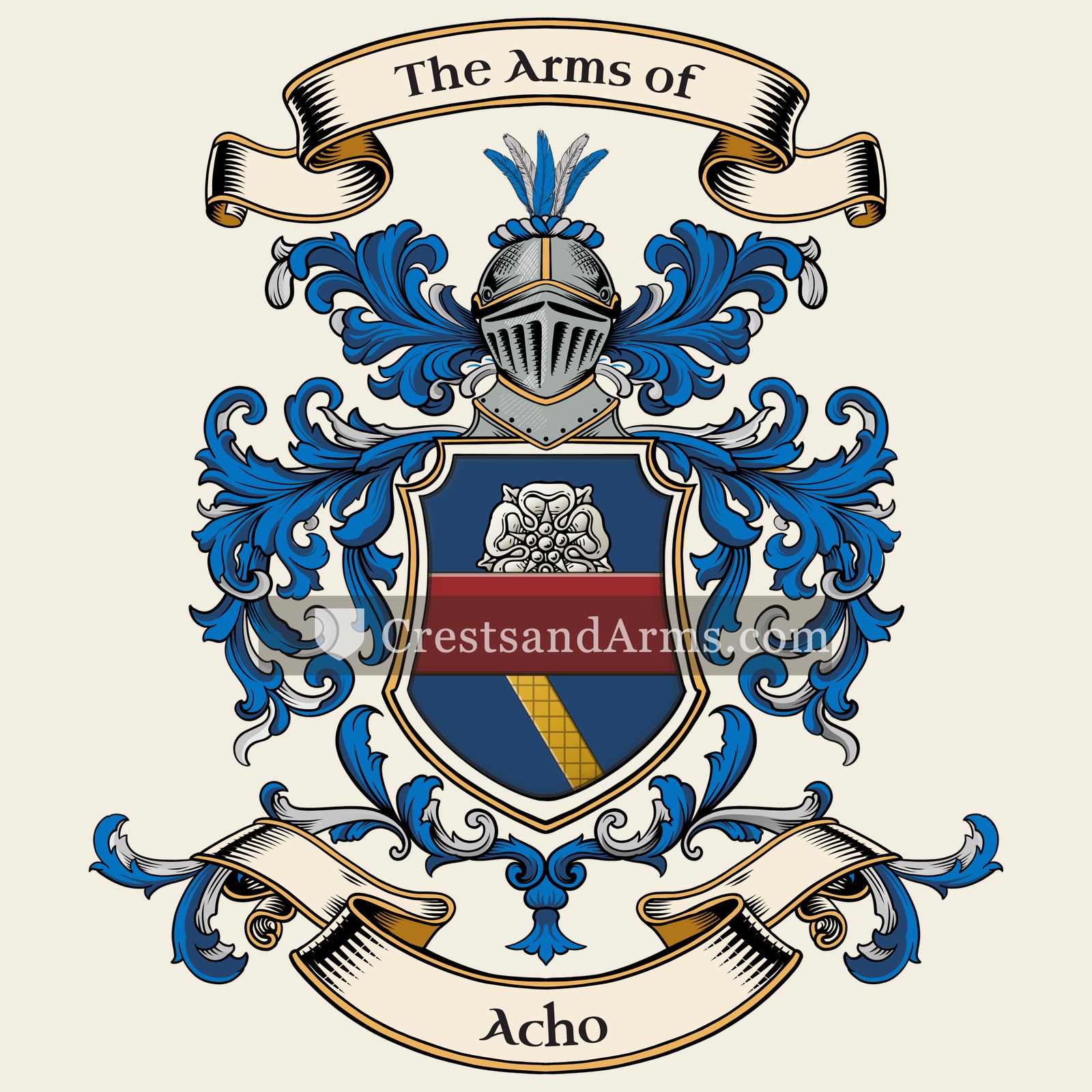 The Acho coat of arms, drawn from the recorded blazon