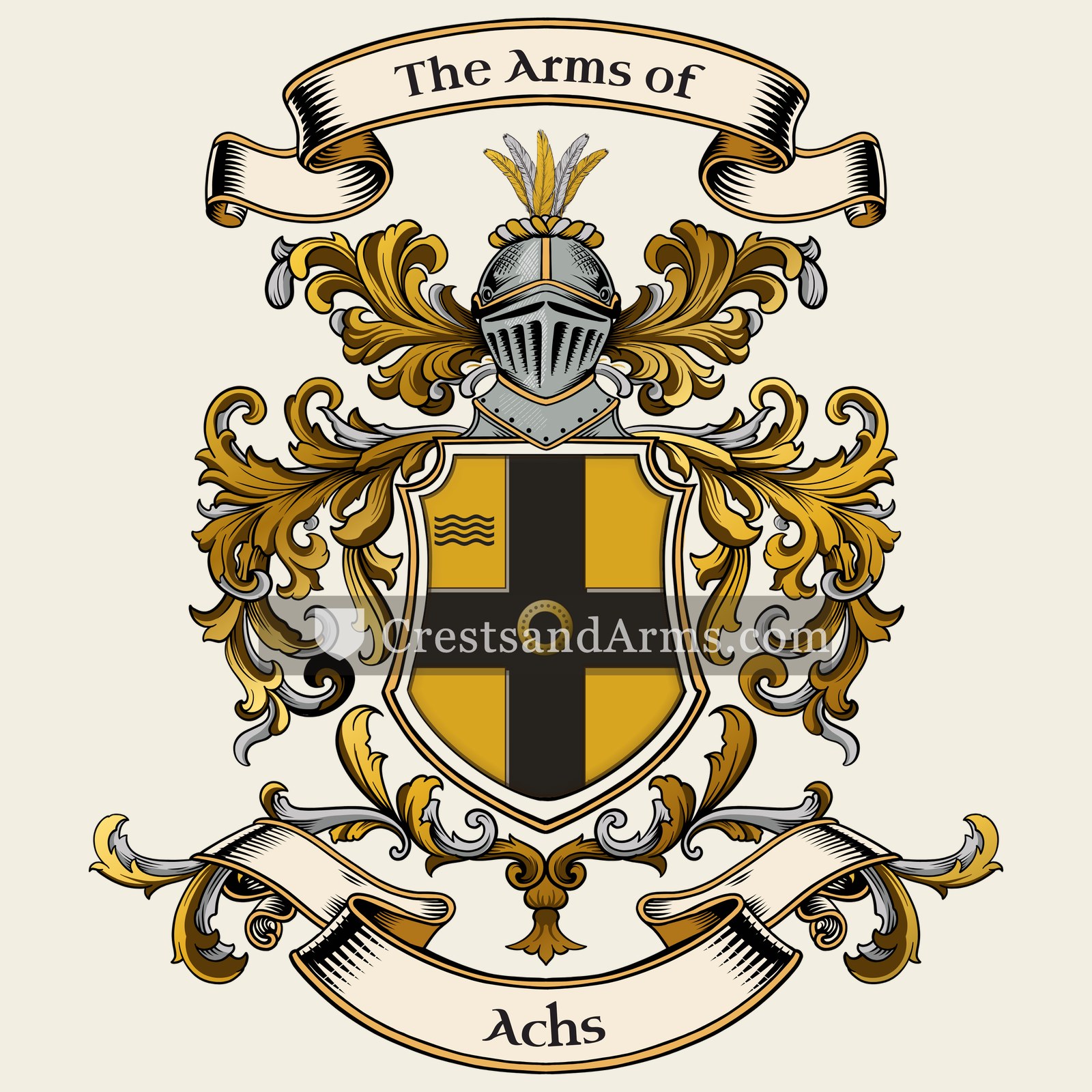 The Achs coat of arms, drawn from the recorded blazon