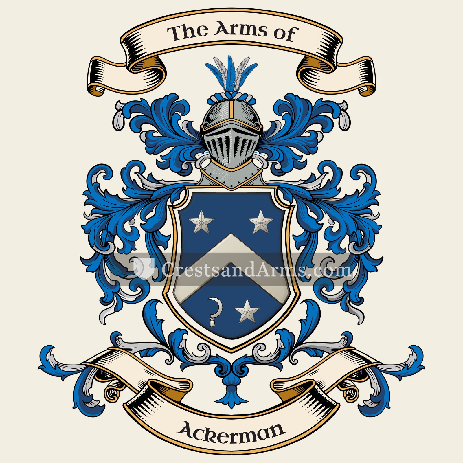 The Ackerman coat of arms, drawn from the recorded blazon