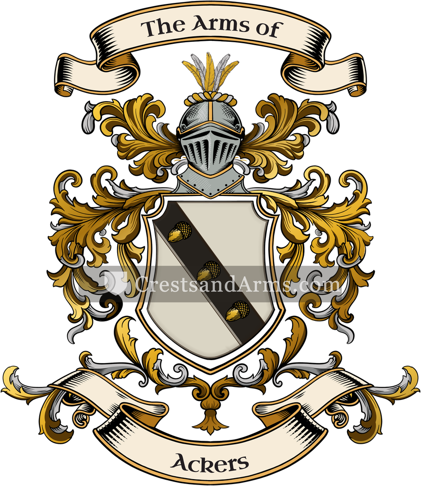 The Ackers coat of arms, drawn from the recorded blazon