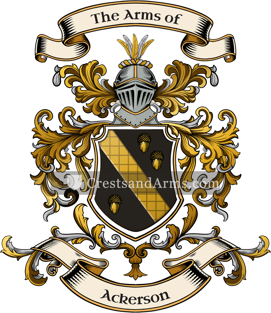 The Ackerson coat of arms, drawn from the recorded blazon