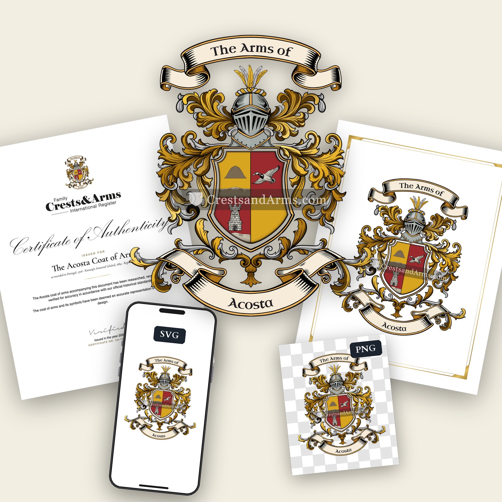 The Acosta arms on the coat of arms — digital pack