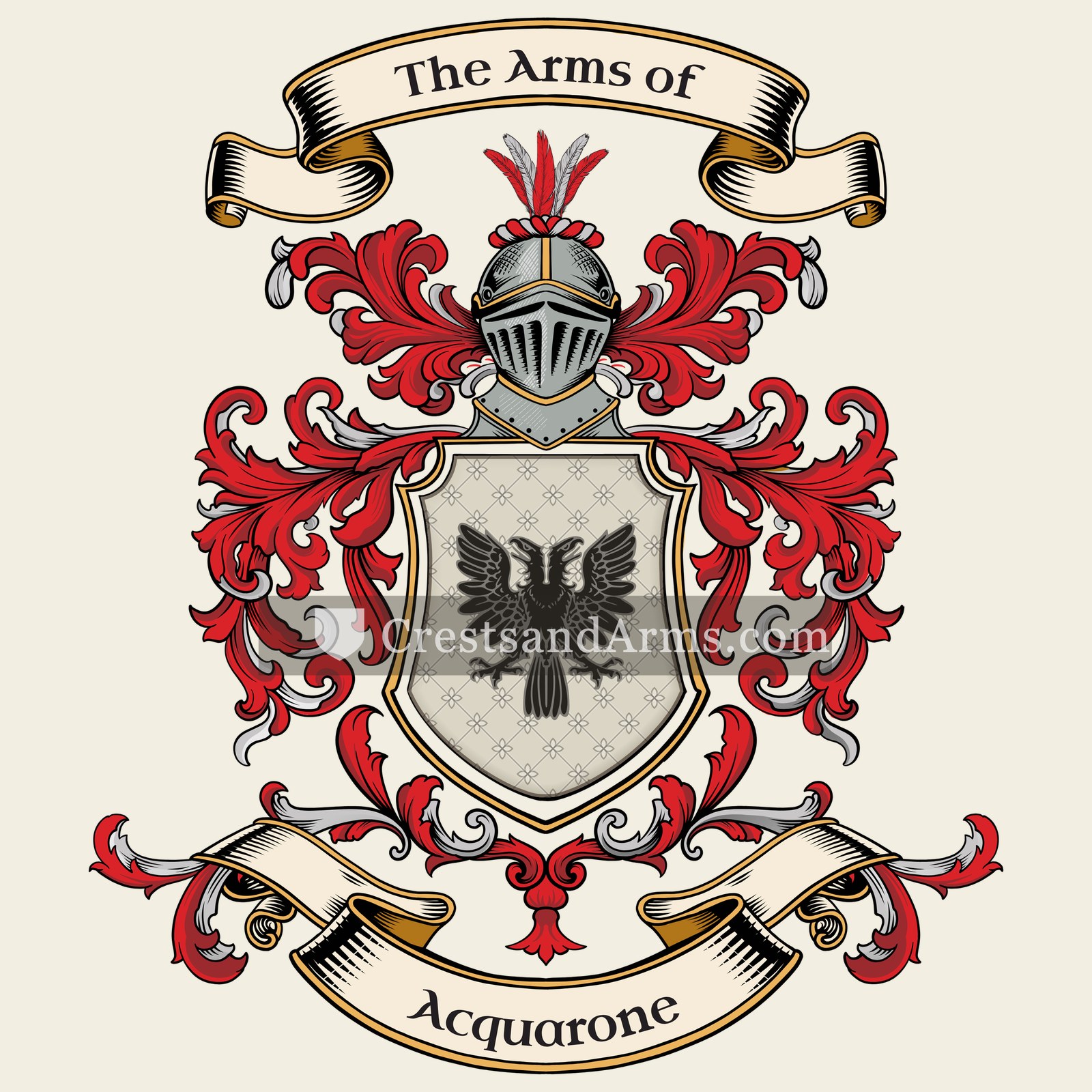 The Acquarone coat of arms, drawn from the recorded blazon