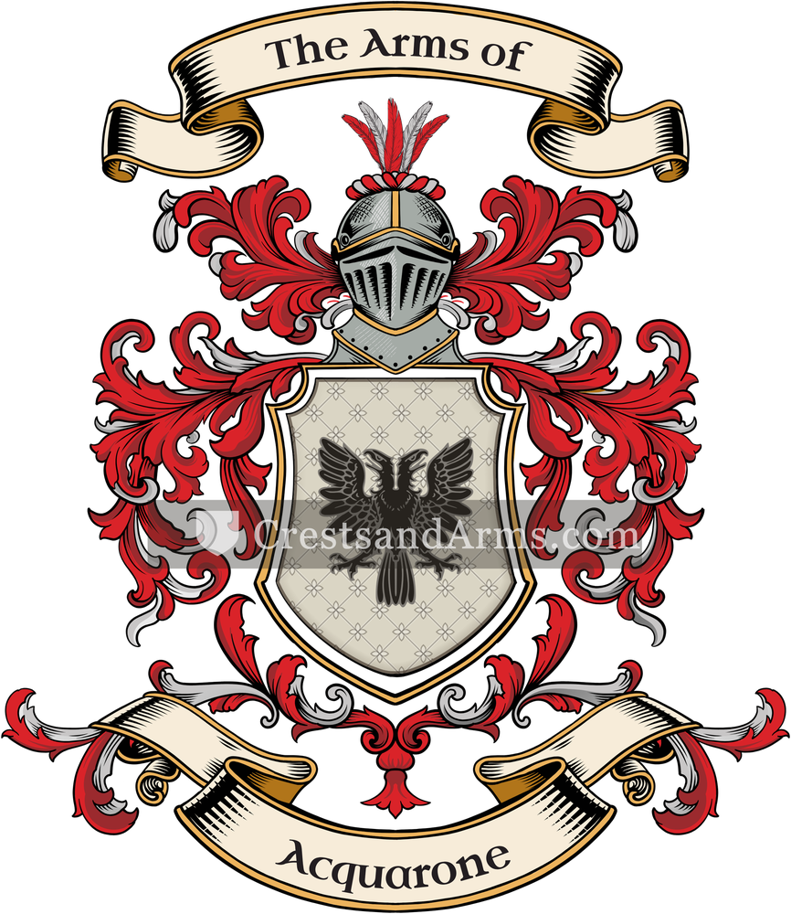The Acquarone coat of arms, drawn from the recorded blazon
