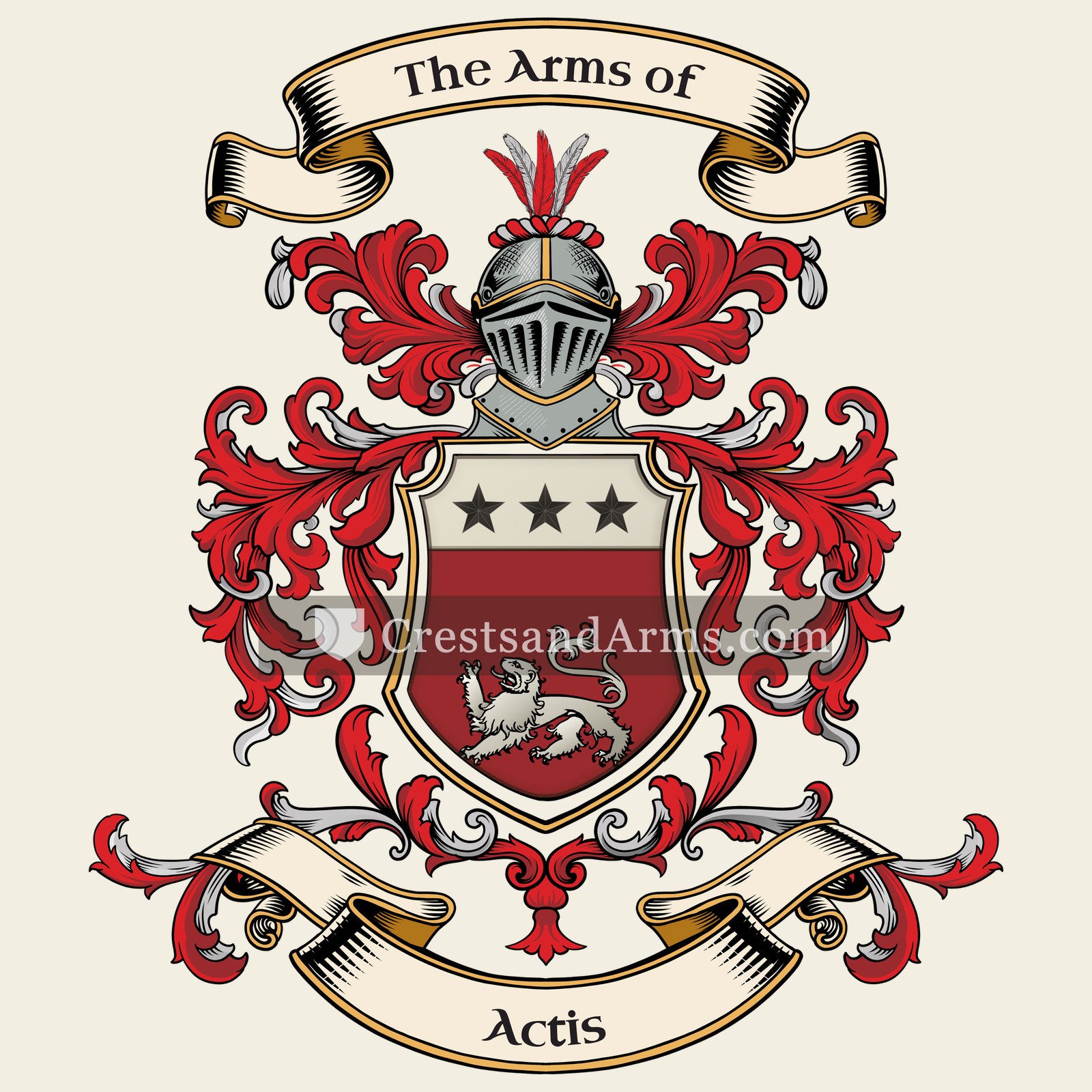 The Actis coat of arms, drawn from the recorded blazon