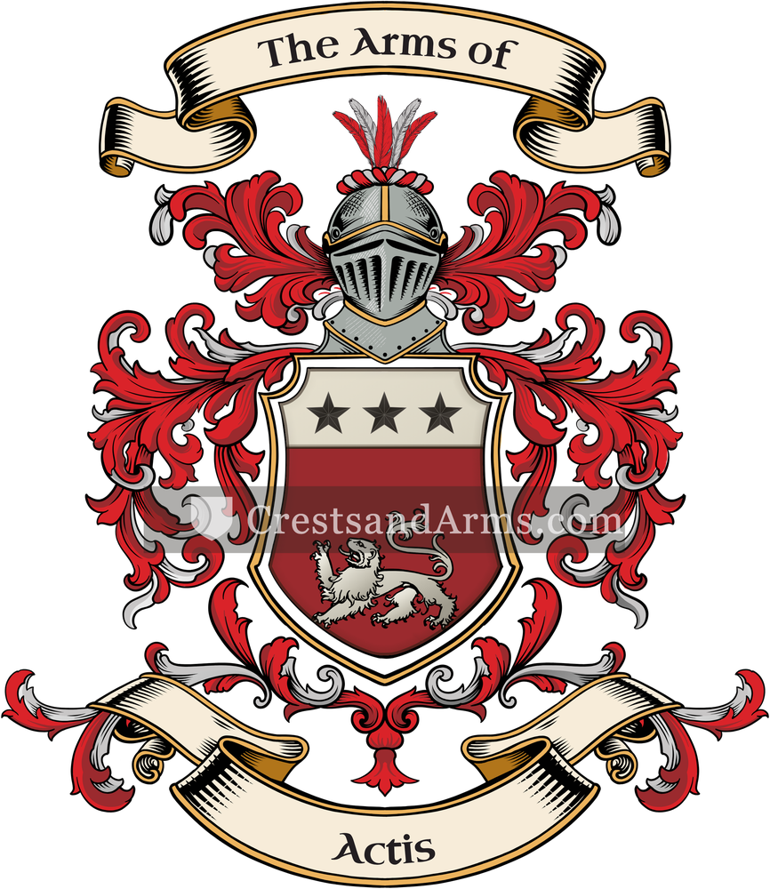The Actis coat of arms, drawn from the recorded blazon