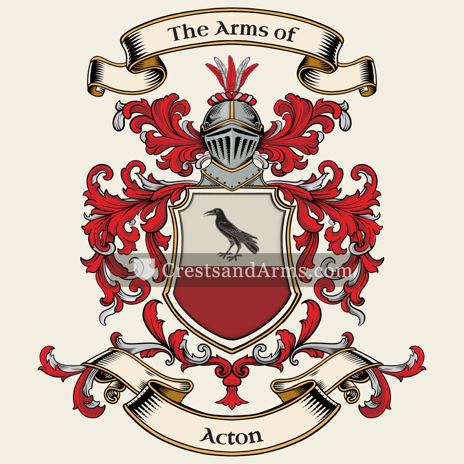 The Acton coat of arms, drawn from the recorded blazon