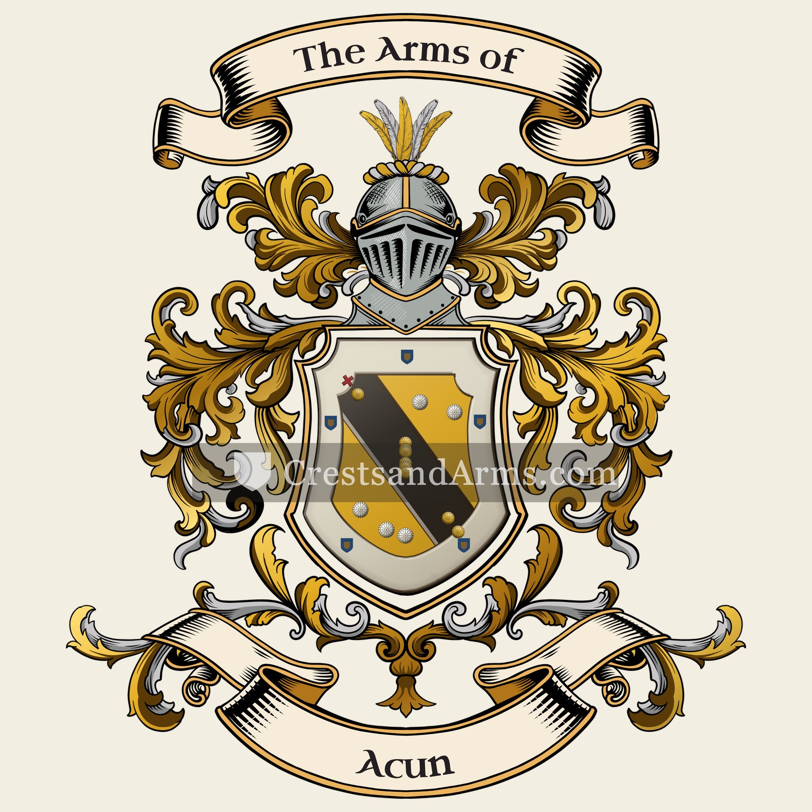 The Acun coat of arms, drawn from the recorded blazon