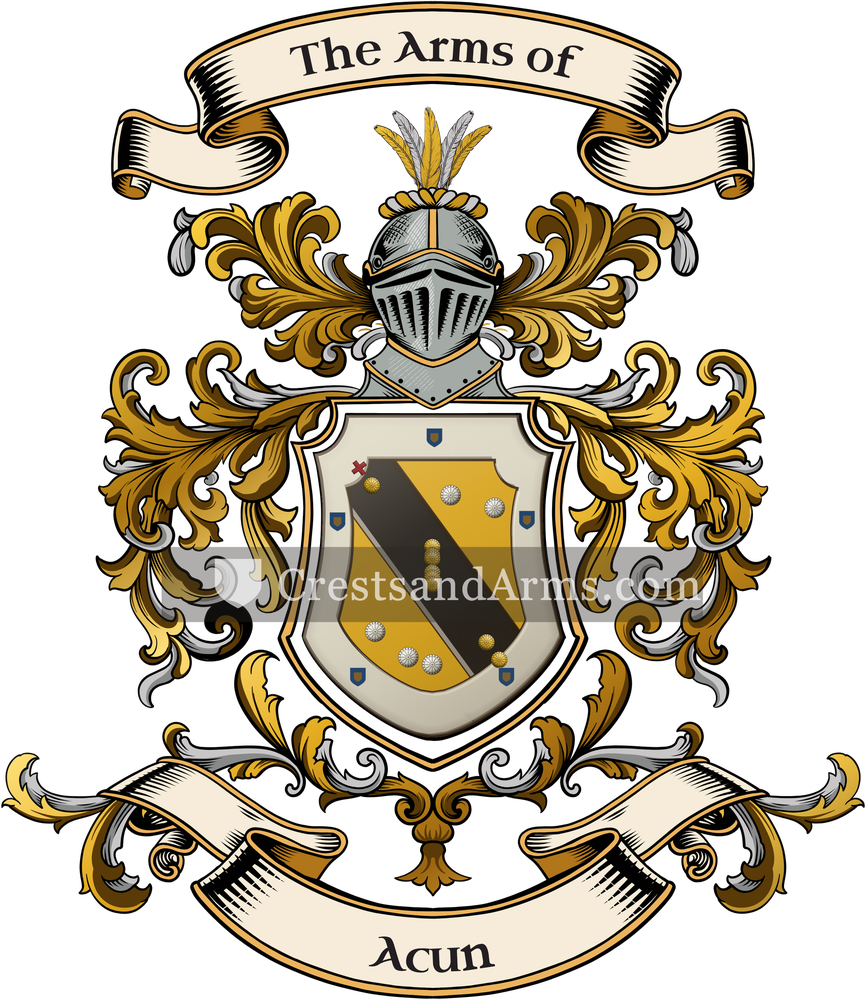 The Acun coat of arms, drawn from the recorded blazon