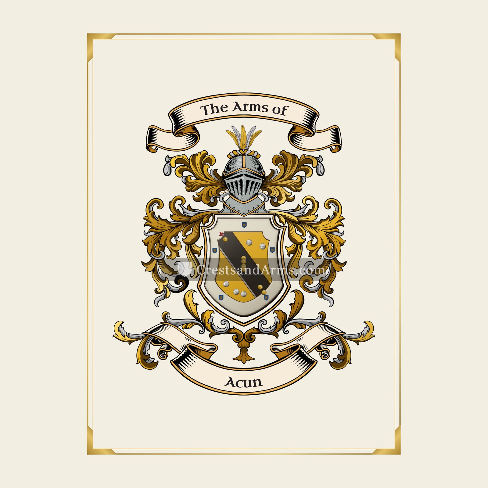 With gold border