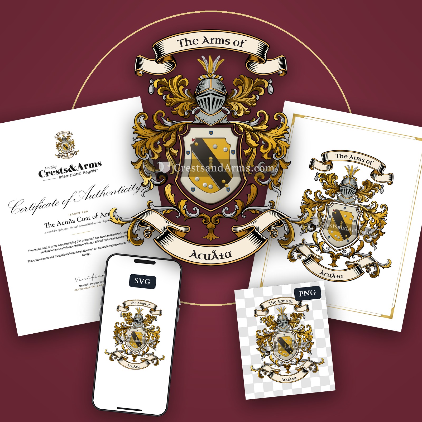 The Acuña arms on the coat of arms — digital pack