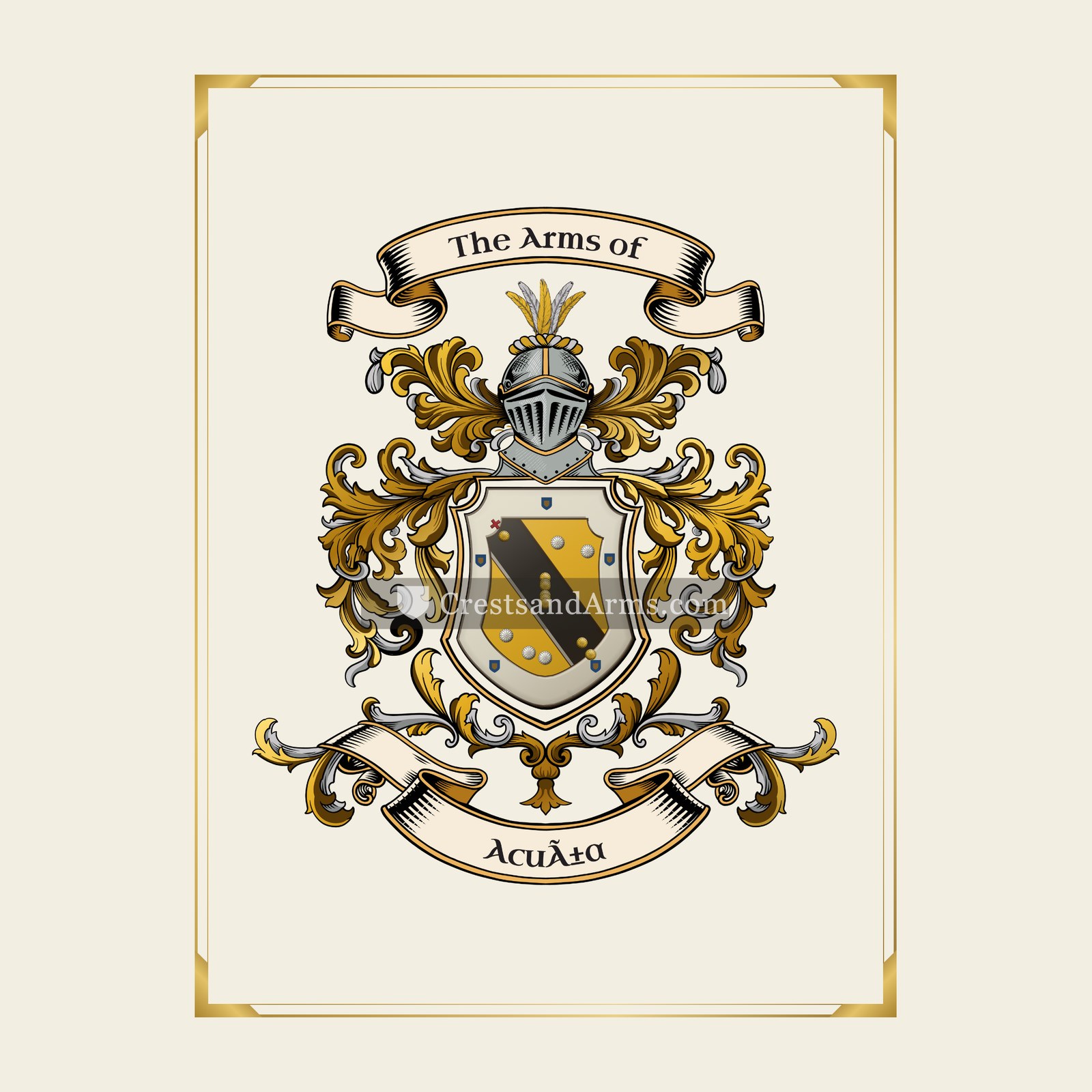 With gold border