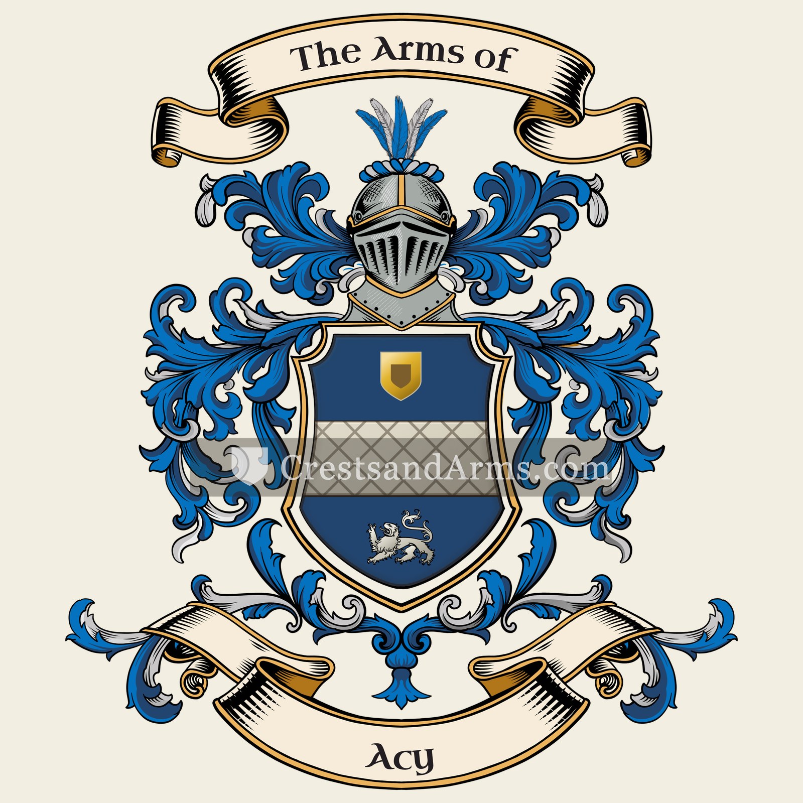 The Acy coat of arms, drawn from the recorded blazon