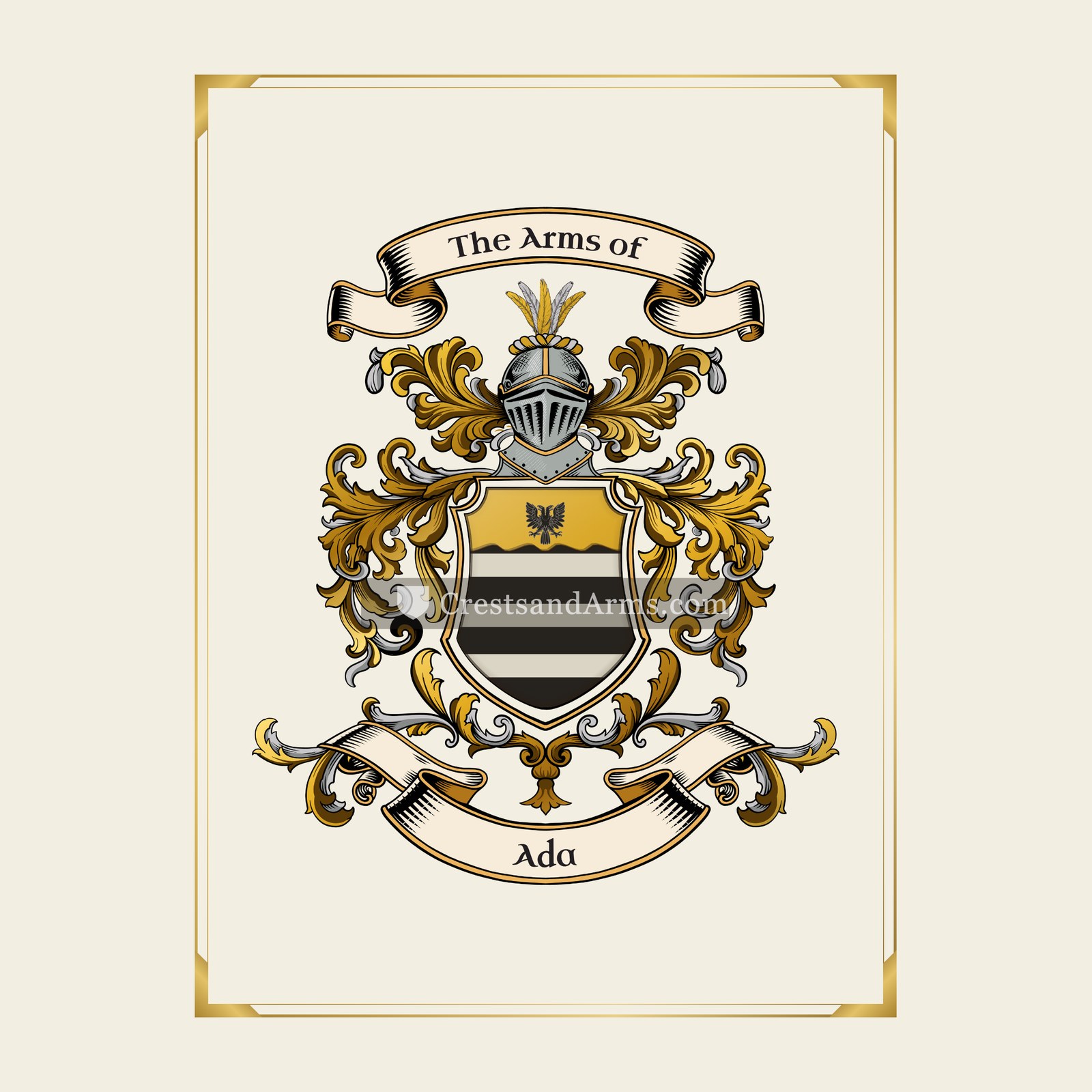 With gold border
