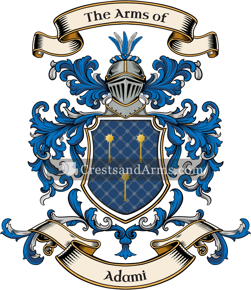 The Adami coat of arms, drawn from the recorded blazon