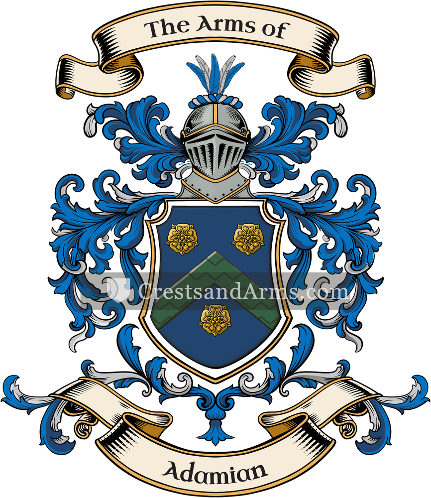 The Adamian coat of arms, drawn from the recorded blazon