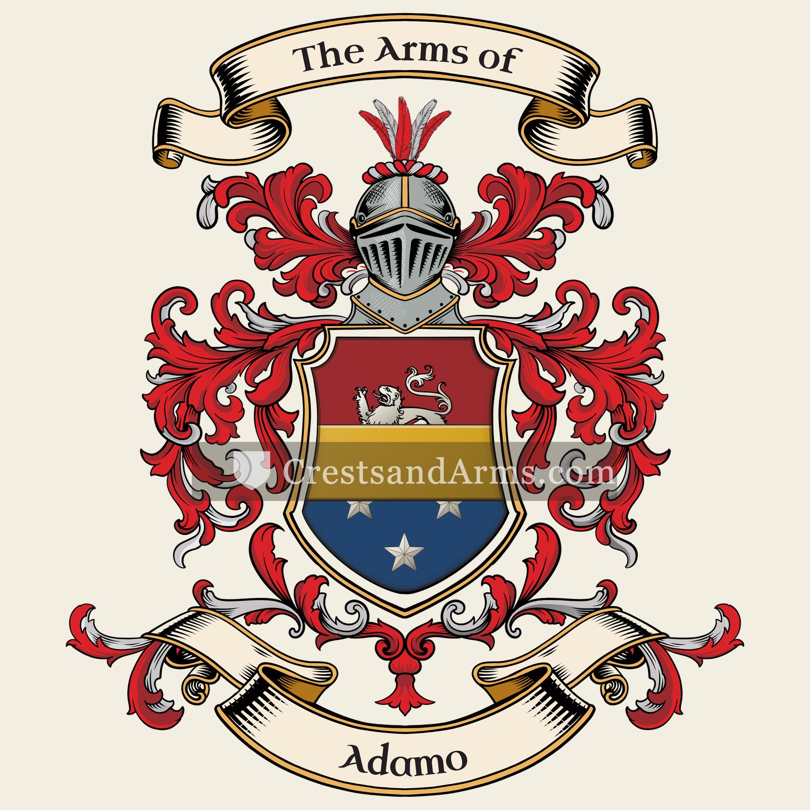 The Adamo coat of arms, drawn from the recorded blazon