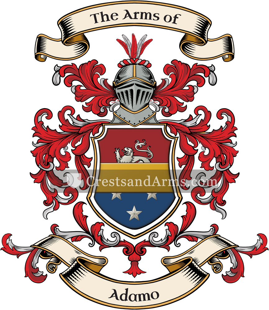 The Adamo coat of arms, drawn from the recorded blazon