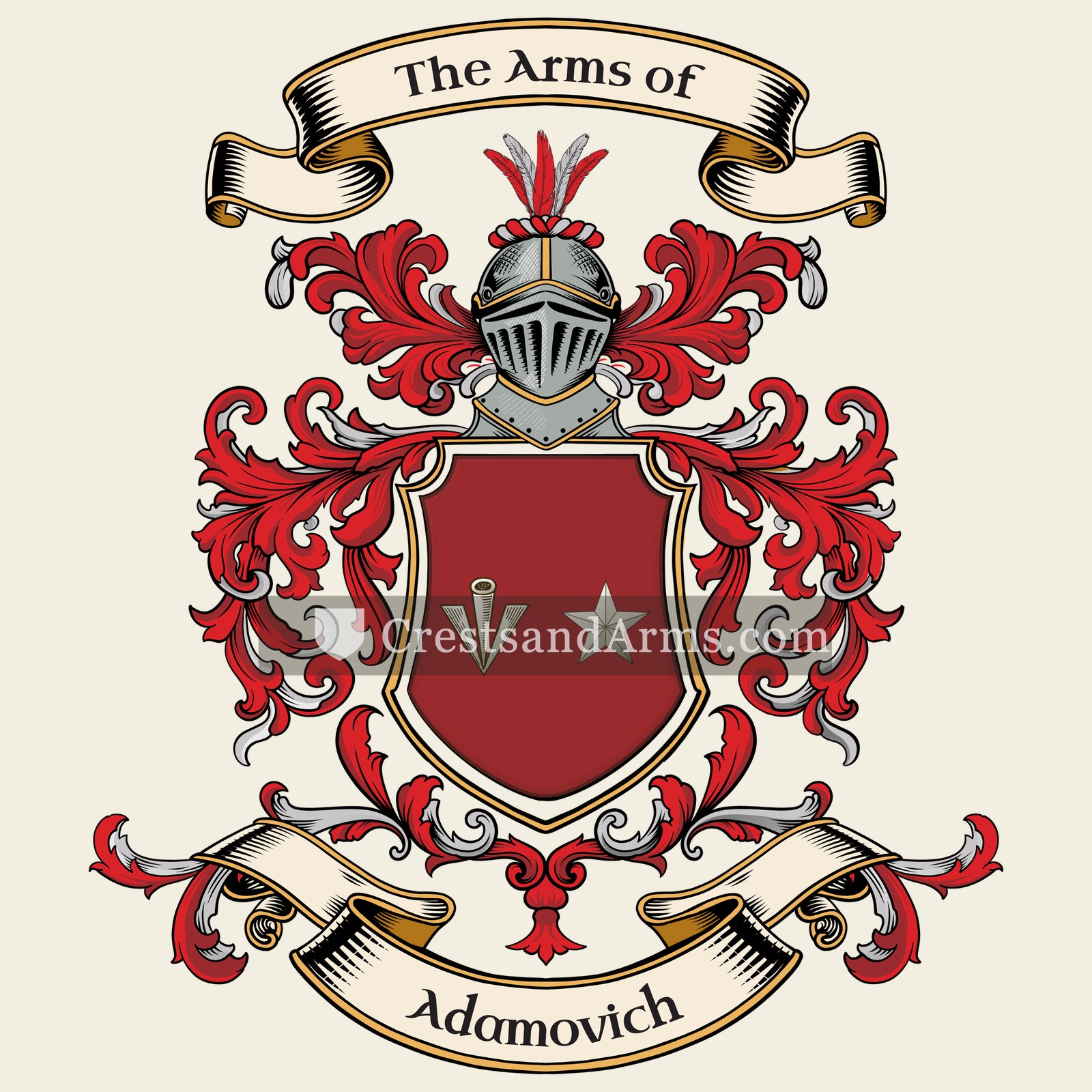The Adamovich coat of arms, drawn from the recorded blazon