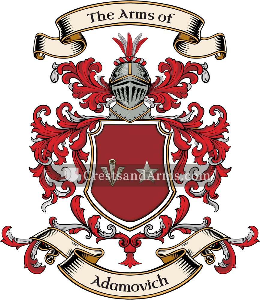 The Adamovich coat of arms, drawn from the recorded blazon