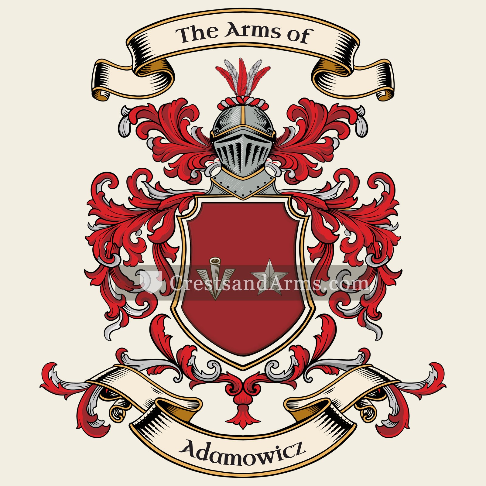 The Adamowicz coat of arms, drawn from the recorded blazon