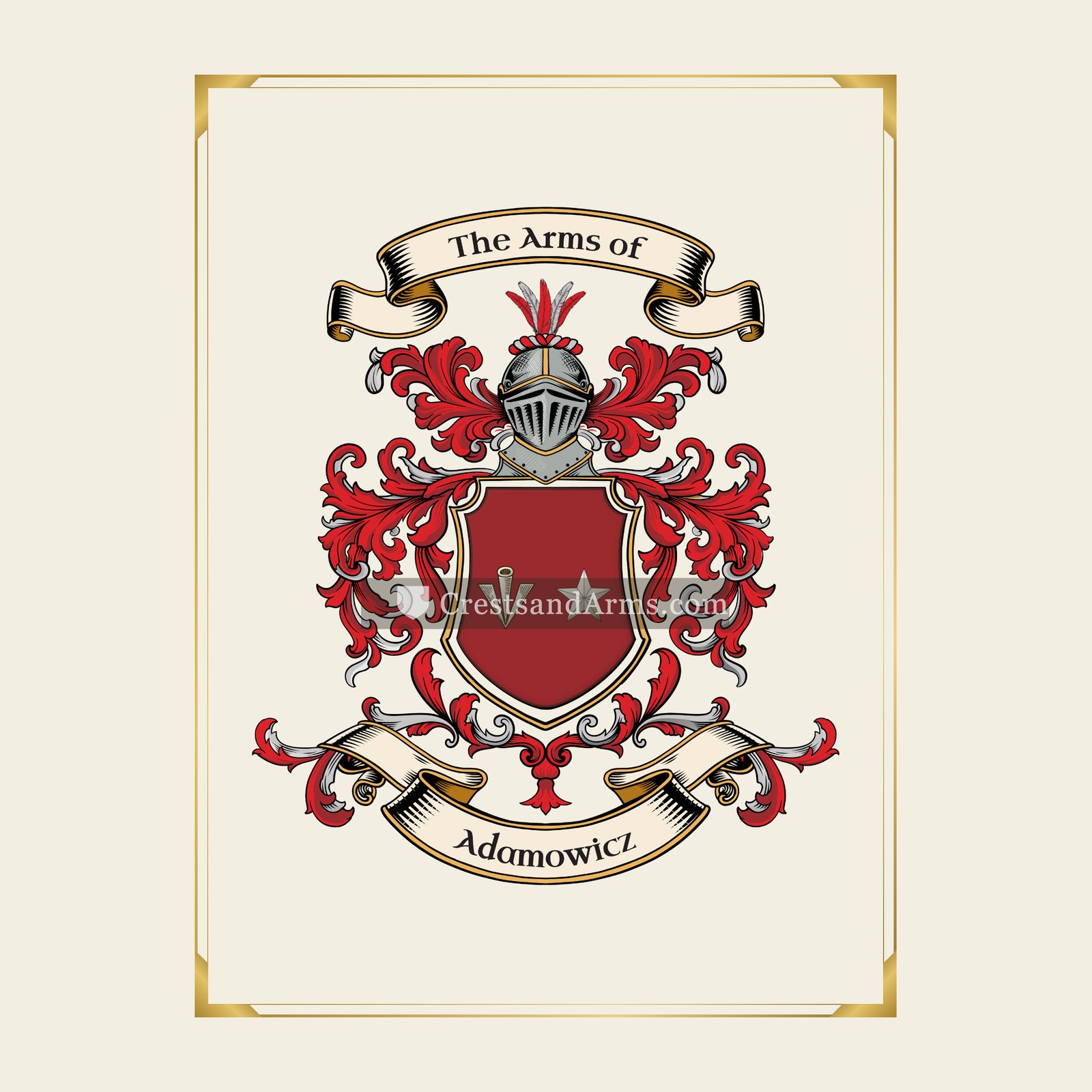 With gold border