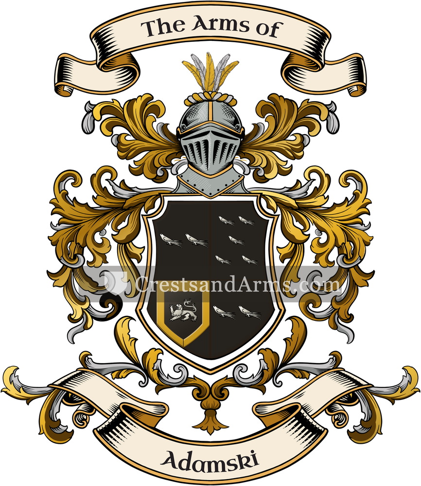 The Adamski coat of arms, drawn from the recorded blazon