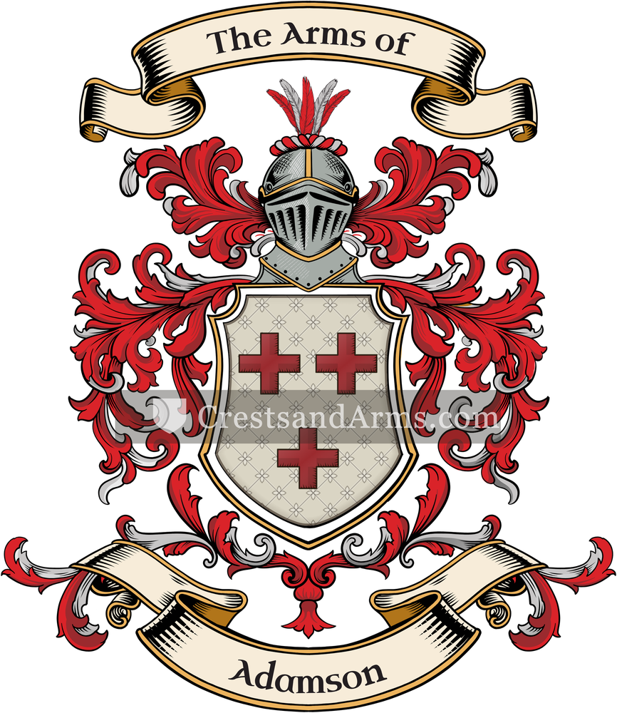 The Adamson coat of arms, drawn from the recorded blazon