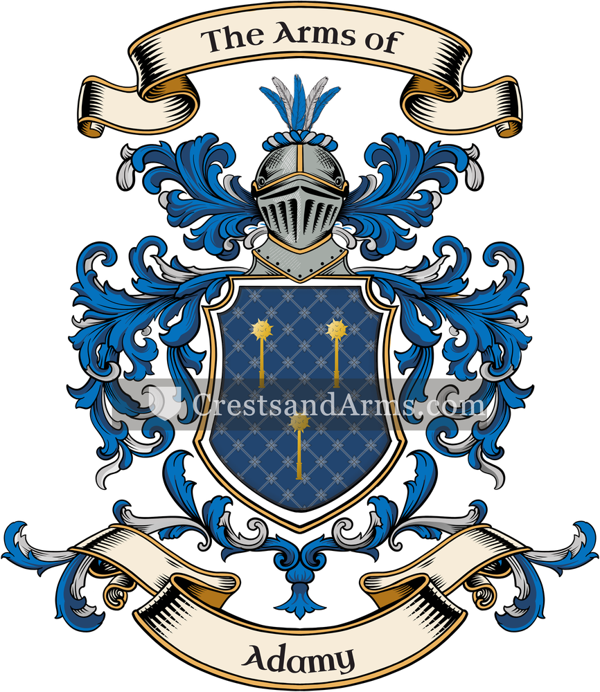 The Adamy coat of arms, drawn from the recorded blazon