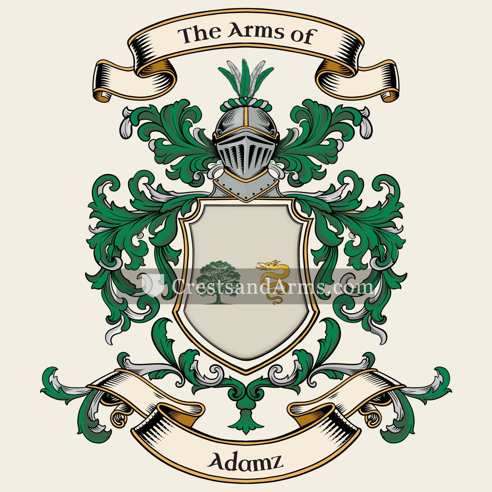 The Adamz coat of arms, drawn from the recorded blazon