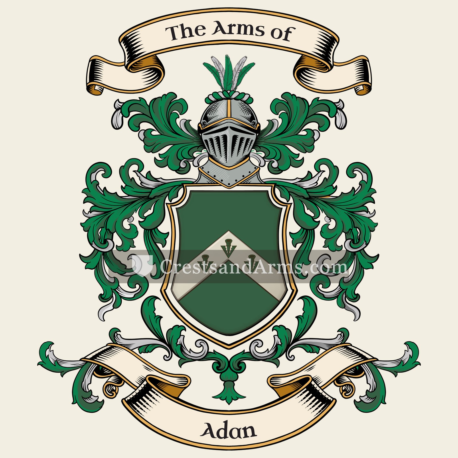 The Adan coat of arms, drawn from the recorded blazon
