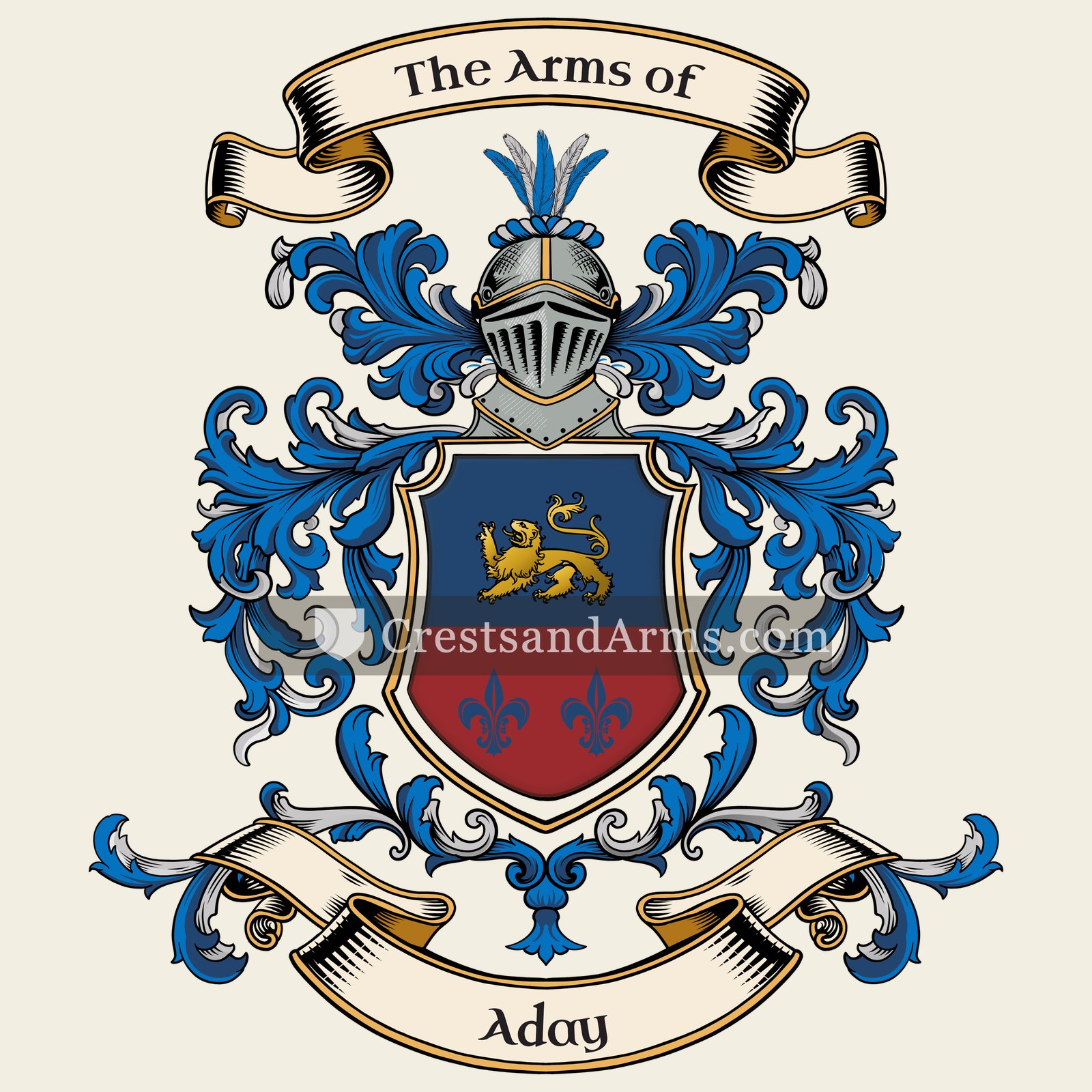 The Aday coat of arms, drawn from the recorded blazon