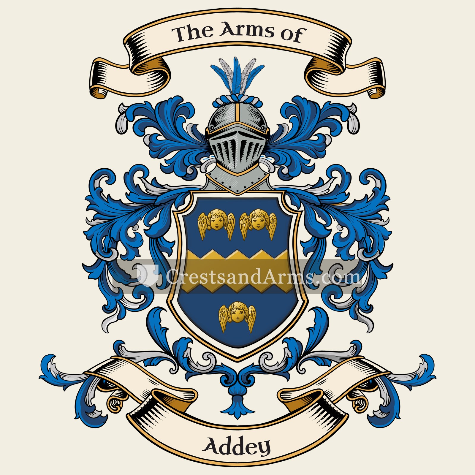 The Addey coat of arms, drawn from the recorded blazon
