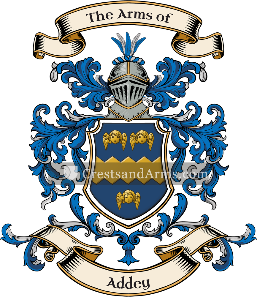 The Addey coat of arms, drawn from the recorded blazon