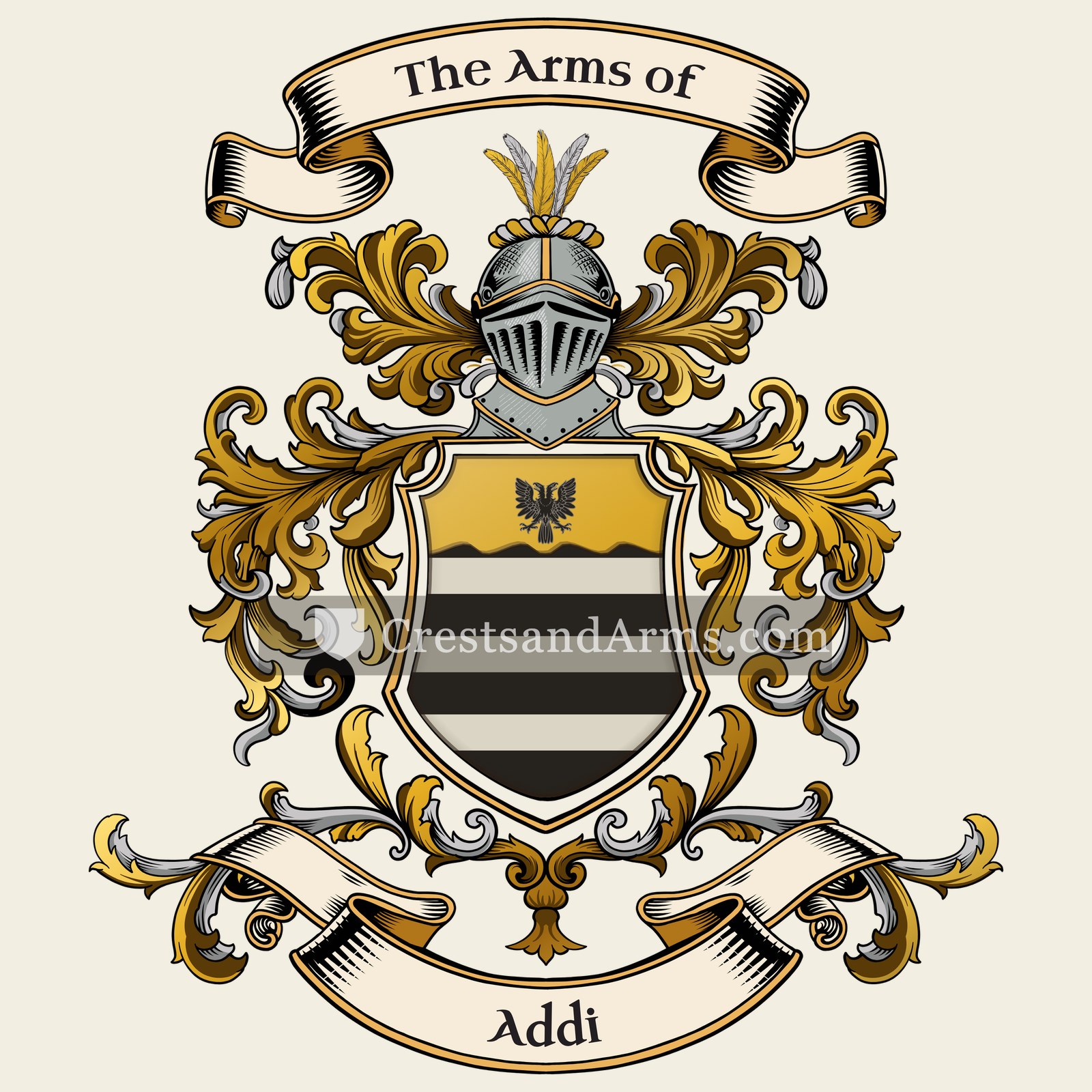 The Addi coat of arms, drawn from the recorded blazon
