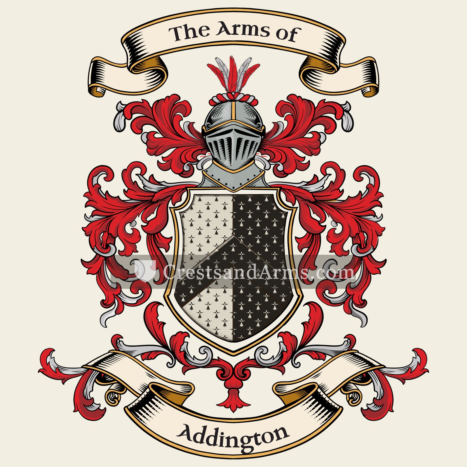 The Addington coat of arms, drawn from the recorded blazon