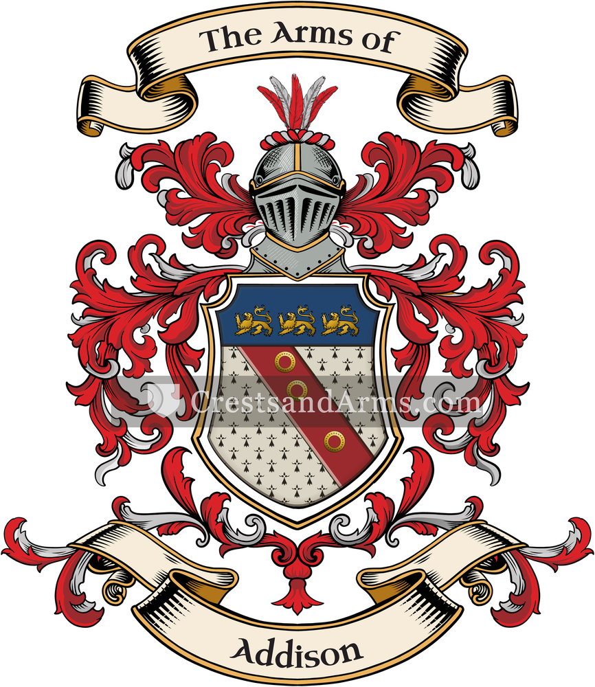The Addison coat of arms, drawn from the recorded blazon