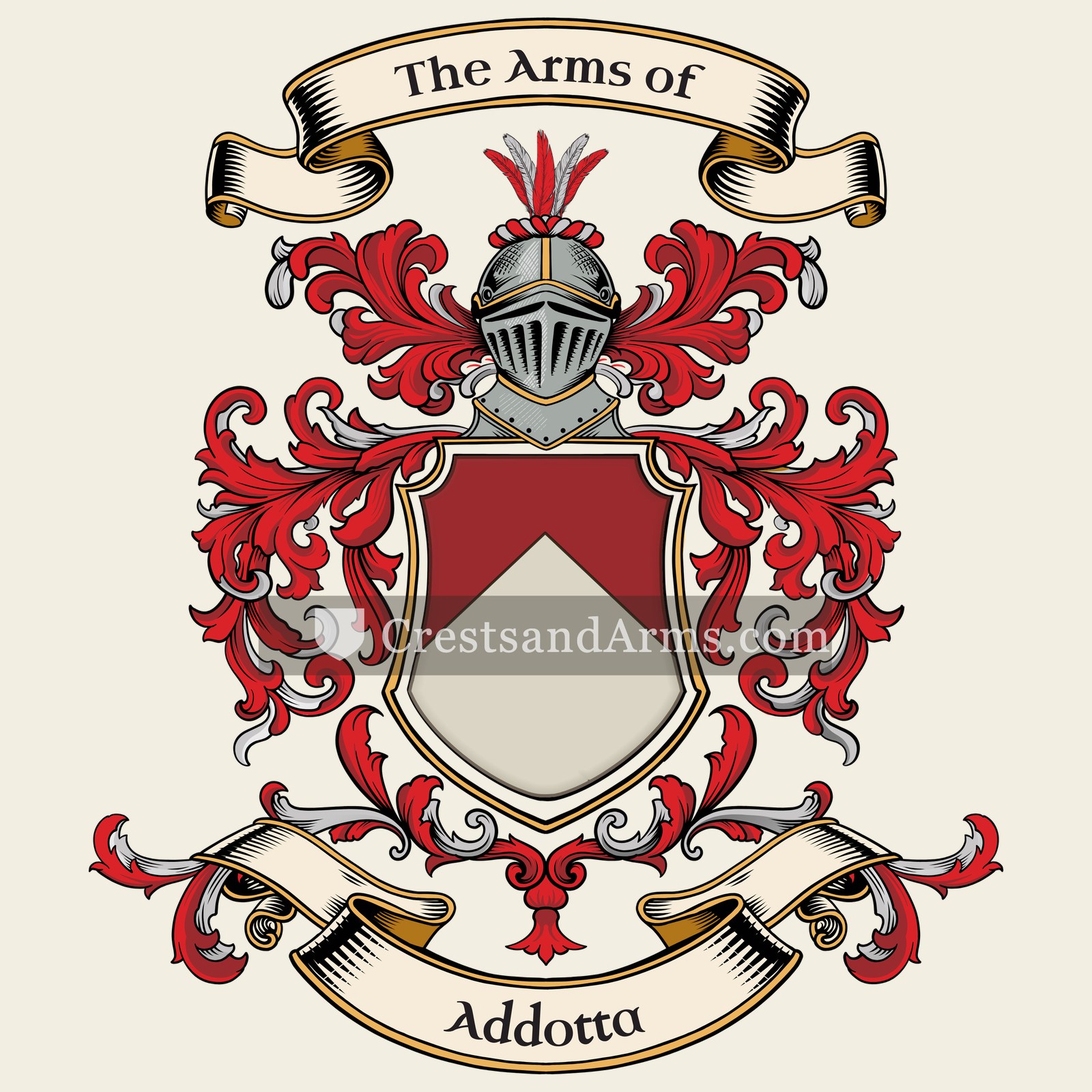 The Addotta coat of arms, drawn from the recorded blazon