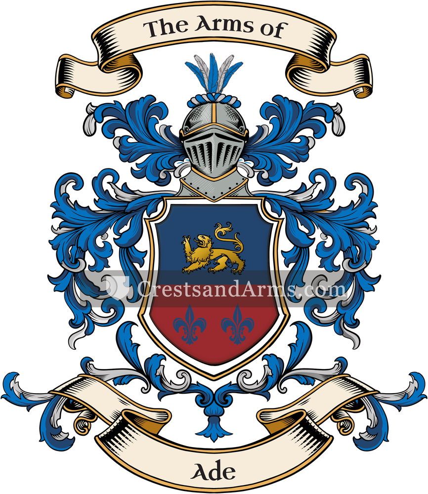 The Ade coat of arms, drawn from the recorded blazon