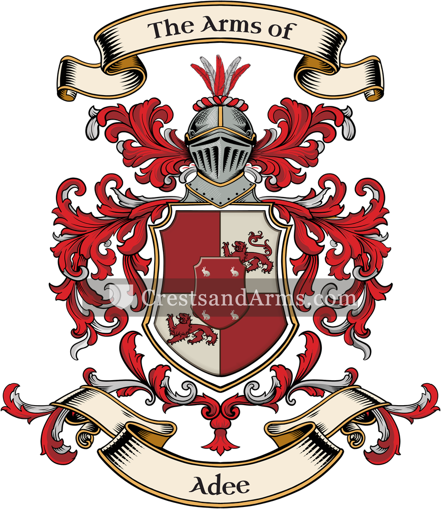 The Adee coat of arms, drawn from the recorded blazon