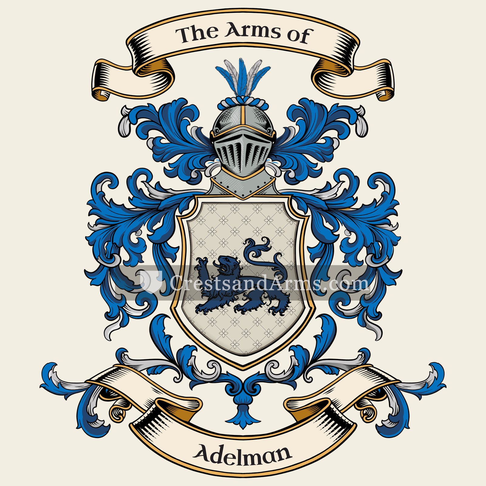 The Adelman coat of arms, drawn from the recorded blazon
