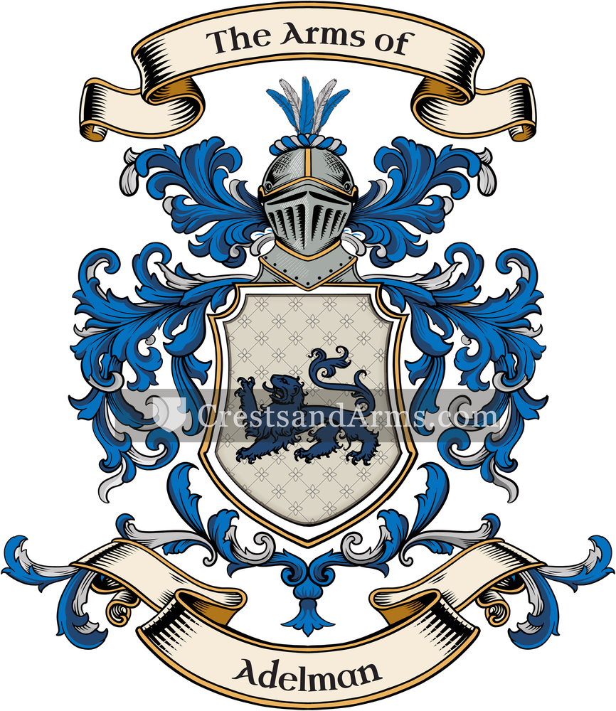 The Adelman coat of arms, drawn from the recorded blazon