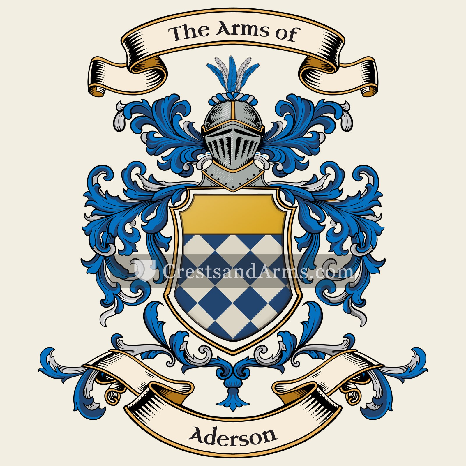 The Aderson coat of arms, drawn from the recorded blazon
