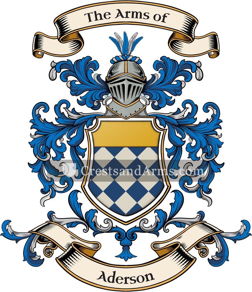 The Aderson coat of arms, drawn from the recorded blazon
