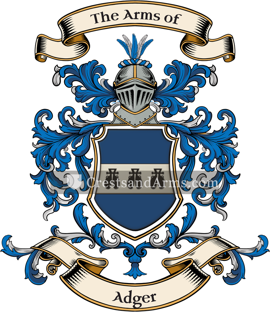 The Adger coat of arms, drawn from the recorded blazon