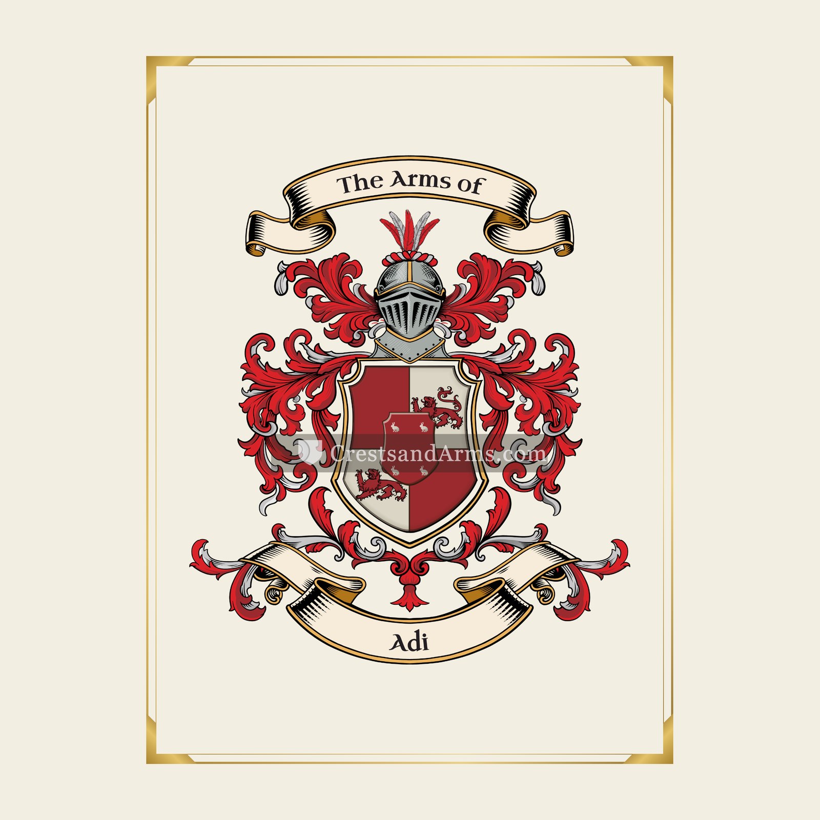 With gold border