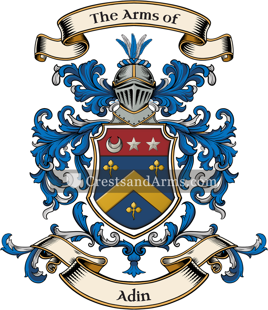 The Adin coat of arms, drawn from the recorded blazon