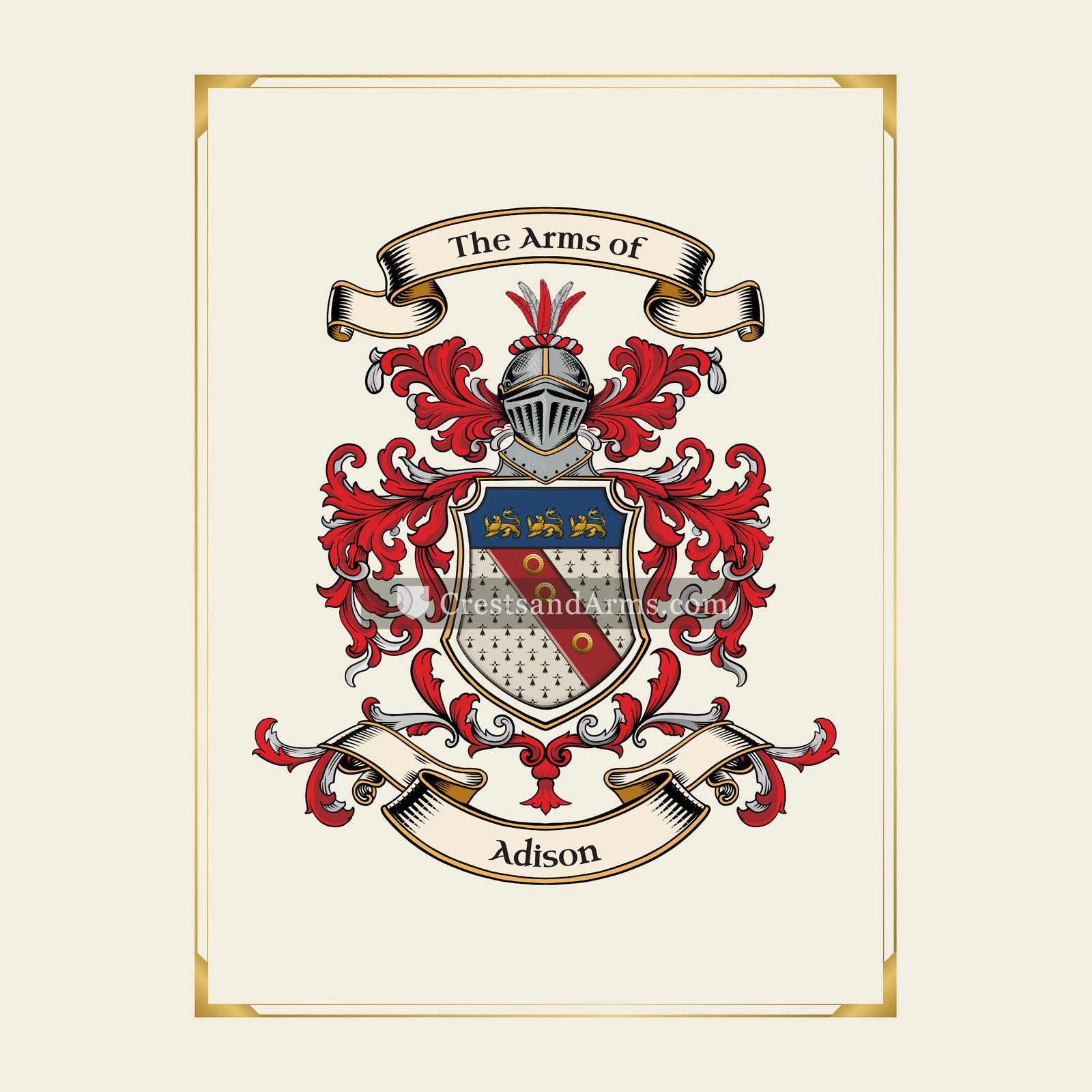 With gold border